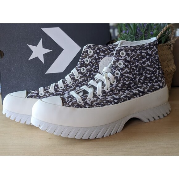 NIB Converse CTAS Desert Camo Lugged 2.0 Jacquard Platform High Top Shoes W9 M7 - Picture 2 of 12